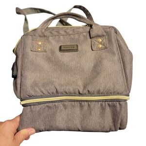 HaloVa Women Diaper Bag Backpack OS Grey Canvas Insulated Travel Functional